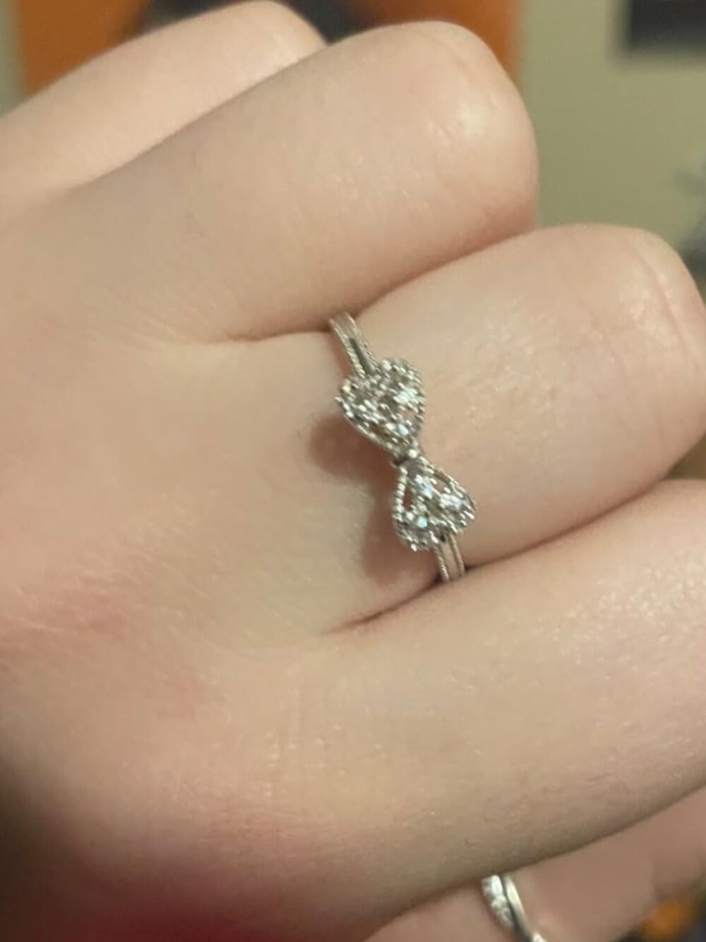 .925 Sterling Silver with White Diamond Cubic Zirconia Infinity Forever Bow Ring - Picture 6 of 10